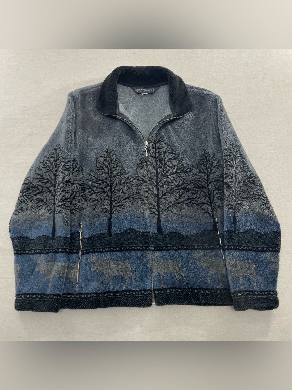 Vintage 90s Black Diamond Outdoor Winter Fleece Sherpa Full Zip Sweater SZ S USA